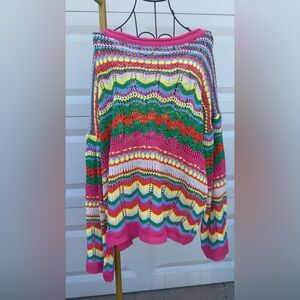 Boho Chic Colorful Stripe Off Shoulder Sweater